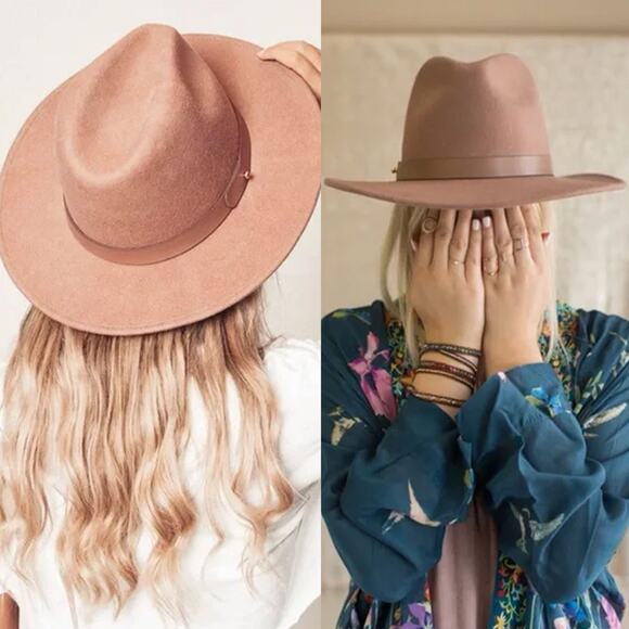 LACK OF COLOR The Fleur Wool Fedora Hat in Dusty Mauve Size 55cm/S - Picture 2 of 13